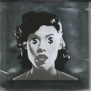 Woman with dollar signs on her eyes